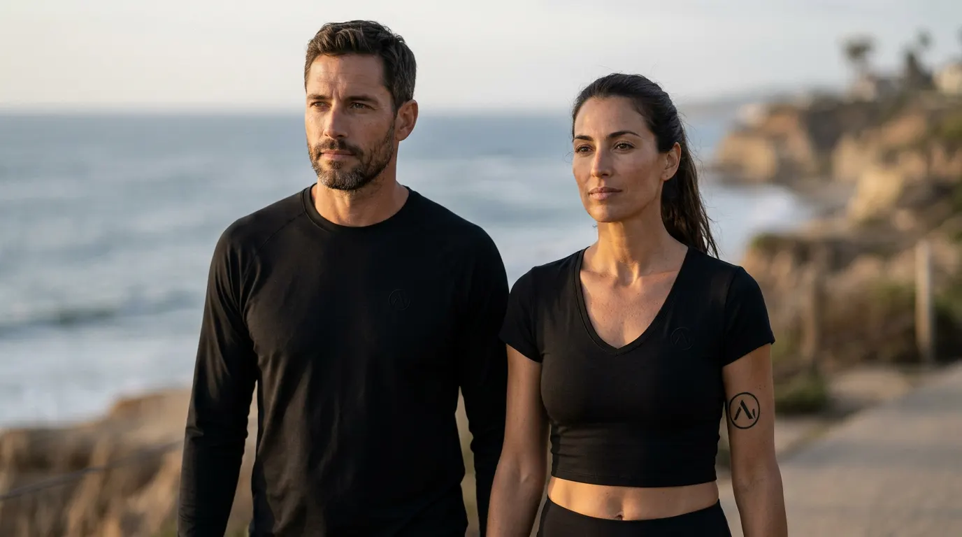 Marcus and Elena walking the Carlsbad coast